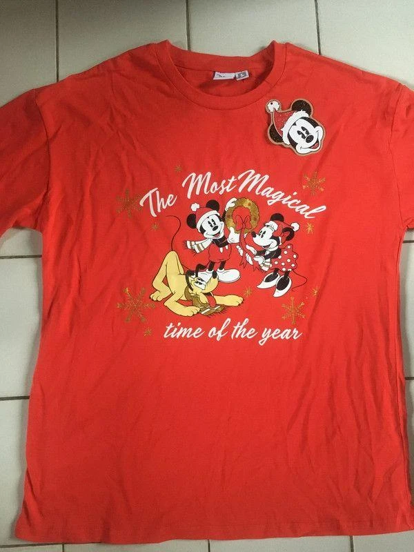 Tee Shirt Disney Mickey / Minnie Noel - Taille S Mais Voir Mesures Neuf Idée Cad